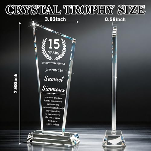 Image of Custom Crystal Award Trophy, Personalized Trophy with Company Logo & Text