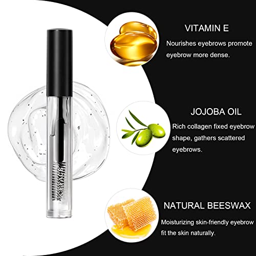 Clear Eyebrow Gel, 3Pcs Brow Setting Gel For Natural Brow, Long Lasting Waterproof Sweat-Proof Brow Makeup Liquid Eyebrow Styling Gel Set For Feathered & Fluffy Brows (Transparent) #TOP1