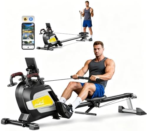pooboo Rowing Machine for Home, Foldable Magnetic Rowing Machine