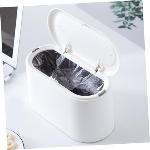 Pequeña caneca de basura rectangular blanca para escritorio miniatura 5