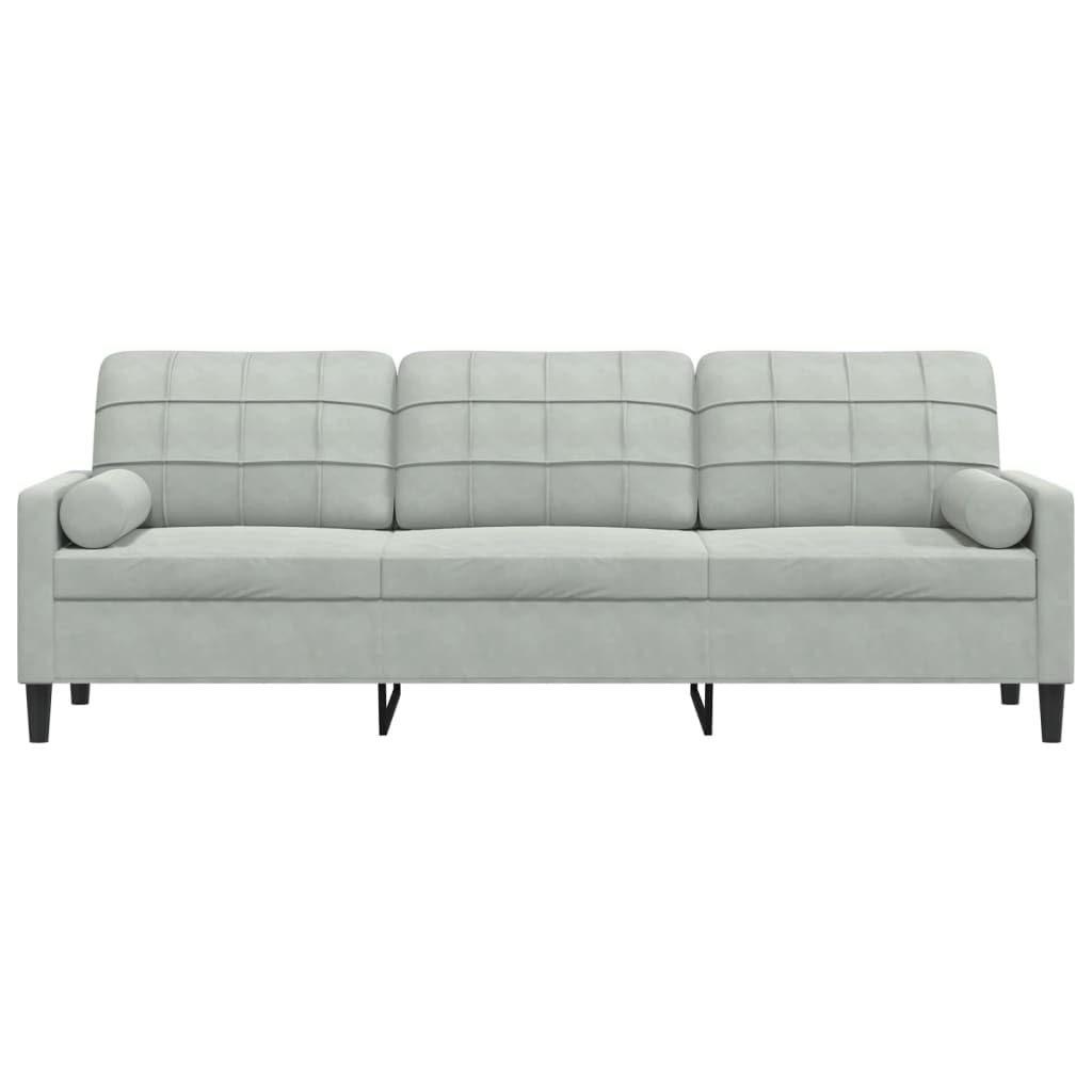 vidaXL Sofá de 3 plazas con Cojines Terciopelo Gris Claro 210 cm