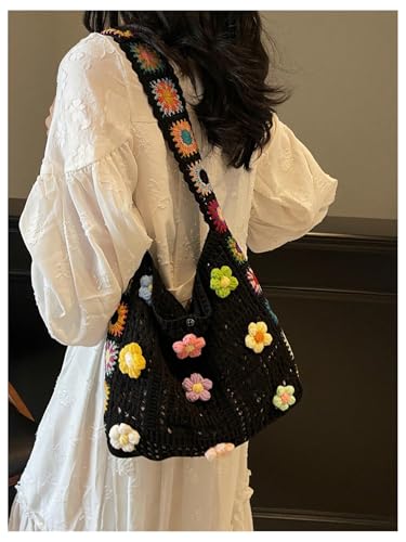 SHENHE Women's Crochet Tote Bag Hollow Out Slouchy Crossbody Beach Shoulder Bag for Travel Daily3