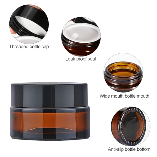 Collazoey 10 Stück Amber Glas Leerdose, Tiegel Cremedose 20ml/30ml Braunen Glasbehälter, Mit Aufkleber, ragbarer ointment jars, für Kosmetik Cremes Lotionen ätherische Öle refillable travel pots
