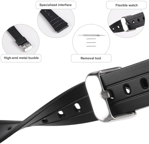 TPU Resin Watch Strap, Compatible with F91W F84 F105 A158 A168 AE1200 20mm/0.8in Waterproof Watch Strap for Men & Women — view 3