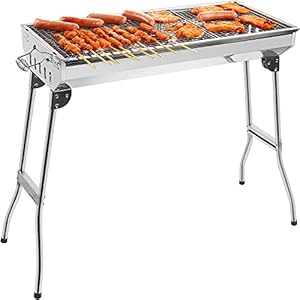 Grandma shark RVS Carbon Grill, Draagbare Opvouwbare Outdoor Barbecue Grill, Geschikt voor 5-10 Personen BBQ Party