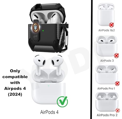 Image of YODI Case Cover for Airpods Pro|Pro 2|Airpods Pro 3|Airpods 4 Pouch, Silicone Cases with Cleaner Kit 360 Drop Protection,Shock-Resistant ((Bump-Black), Airpods 4)