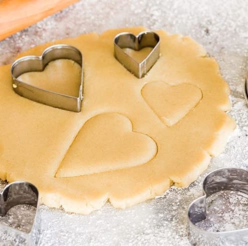 Image of KMW Stainless Steel Heart-Shaped Cookie Cutter Set (7 Pieces Set) | Cake Decorating Tools | Molds for Biscuits and Sandwiches
