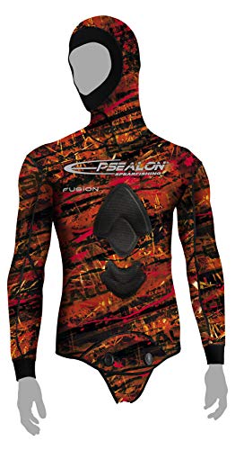 EPSEALON - Veste Fusion Camo Red 3 mm - Plongée, Surf, Chasse sous-Marine - Néoprène Yamamoto 039 - Manchons en SCS - Renfort de Chargement 5 mm - T2 (S)