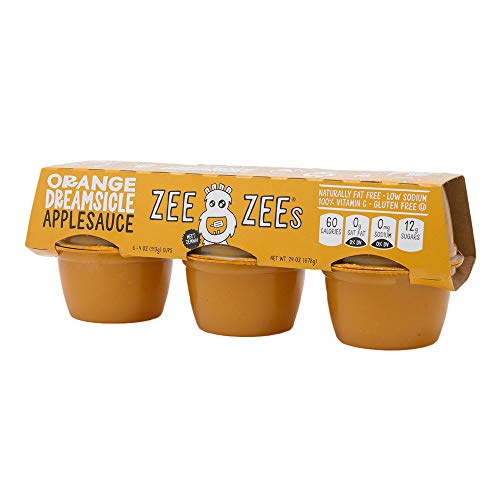 Zee Zees Orange Dreamsicle Applesauce Cups, All Natural, No Sugar Added, 4 oz Cups, 24 pack
