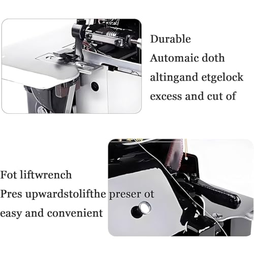 Máquina de Coser overlock Industrial, 250 W, Uso intensivo, 3-4 Hilos, Longitud de Puntada Ajustable para Diversos Tejidos, Estructura metálica Duradera, Ideal para Profesionales.