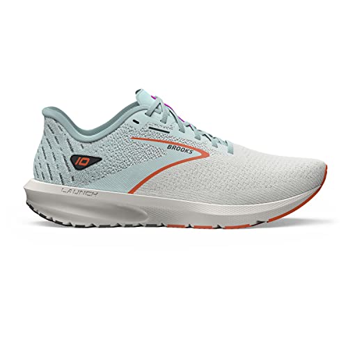 Brooks Men’s Launch 10 Neutral Running Shoe - Coconut/Skylight/Red Orange - 14 Medium