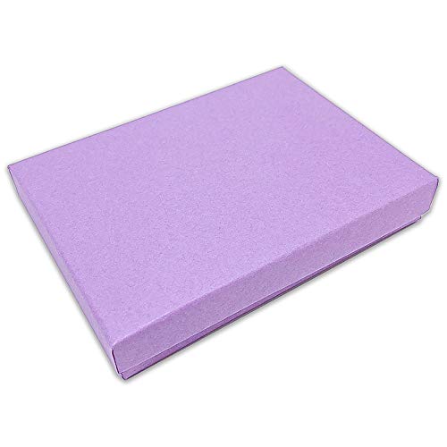 Thedisplayguys 100-Pack #75 Cotton Filled Cardboard Paper Jewelry Box Gift Case - Purple Lavender (7 1/8" X 5 3/16" X 1 5/16") #TOP3