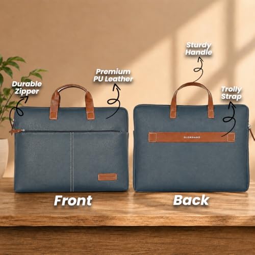 Image of Giftana 7 in 1 Laptop Bag with Personalized Diary & Pen, Keychain, Card Holder, Mobile Stand, Laptop Stand Set, Customized Gift for Husband, Employee Welcome Kit, Corporate Gift for Employees (Blue)