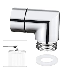 Handdouche-adapter 90 graden, 1/2 inch douchearm hoekverbinding van massief messing voor handdouches en wanddouches, zilver