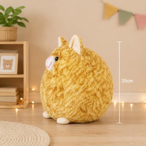 Image of Plush Fat Cat Soft Toy, Cuddly Stuffed Animal, 35 cm