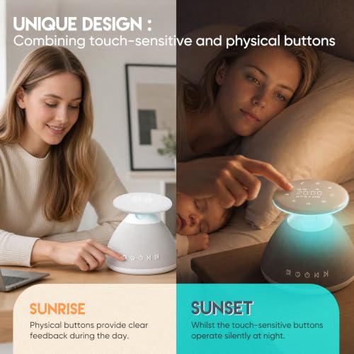 White Noise Sound Machine for Sleeping, 50 Non-Looping Soothing Sounds, 7 Color Night Light with Adjustable Brightness, Timer & Alarm Clock, Touch Screen Control for Baby, Kids, Adults, Home&Travel - Image 4