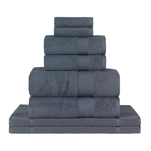 Towels Beyond - 8 Piece Luxury Towel Set, 100% Turkish Cotton, Includes 2 Bath Towels, 2 Hand Towels, 2 Washcloths & 2 Bath Mats, Highly Absorbent & Comfy Towels for Hotels & Spa | (Grey)