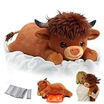 Mewaii Weighted Highland Cow Plush with Microwave Heat Pad - 2.3KG Weighted Stuffed Animal Adjustable, Heatable & Coolable Plushies for Cuddle, Gifts for Girls Kids(23 Inch)