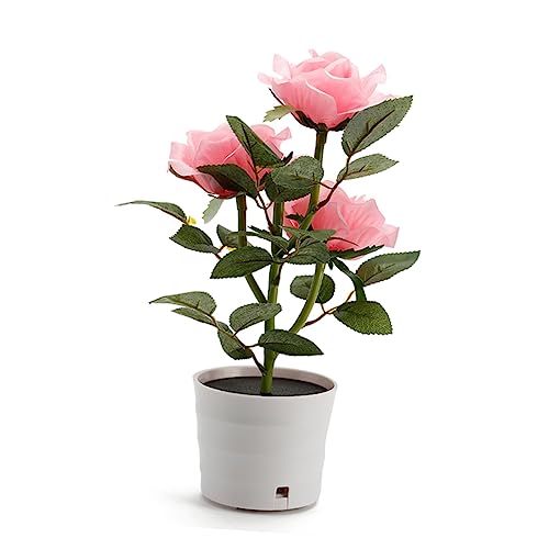 ABOOFAN Lampes Solaires D'extérieur à Led en Forme de Rose 3 Led Lumineuses pour Pot de Fleurs Veilleuse pour Bureau Hôtel