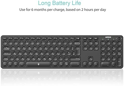 Arteck Universal Backlit 7-Colors & Adjustable Brightness Multi-Device Full Size Wireless Bluetooth Keyboard for Windows, iOS, iPad OS, Android, Computer Desktop Laptop Surface Tablet Smartphone