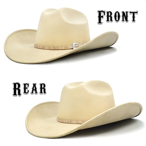 Image of FLUFFY SENSE. Cowboy Hat for Women and Men with Shapeable Wide Brim - Felt Cattleman Western Hats for Cowboys and Cowgirls