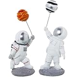 DRW Set de 2 Figuras de astronautas de Resina en Blanco 11x11x26