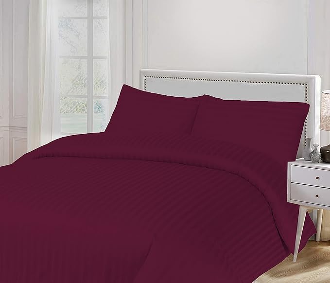 Royale Linens® Egyptian Cotton Duvet Cover, 100% Long Staple Cotton Thick Duvet Cover 400TC, Quilt Cover with Pillow Cases (Burgundy, King)