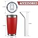 COMOOO 20oz Double Wall Vacuum Insulated Travel Mug, Stainless Steel Tumbler with Lid and Straw Durable Powder Coated Insulated Coffee Cup for Cold & Hot Drinks (Red, 4 PACK)