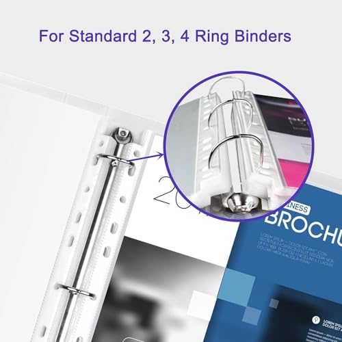 Image of Shuban Sheet Protectors Top Loading, Clear, Reinforced 11-Hole, Acid-Free, Archival Safe for Documents and Photos (70 Micron - 50 Pcs)