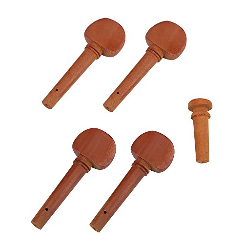 4/4 Violin Fittings,1Set Jujube Wood Violin Parts 4/4 Fittings Chinrest Pegs Tailpiece Tunners Endpin String(A + String)