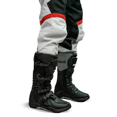 Image of Raida Men Trailcraft Off-Road Mid Rise Slim Pants | MX & Trail Ride | Lightweight | Abrasion-Resitant Fabric | Heat Sheild Panel | (XXXL, Grey /Red)