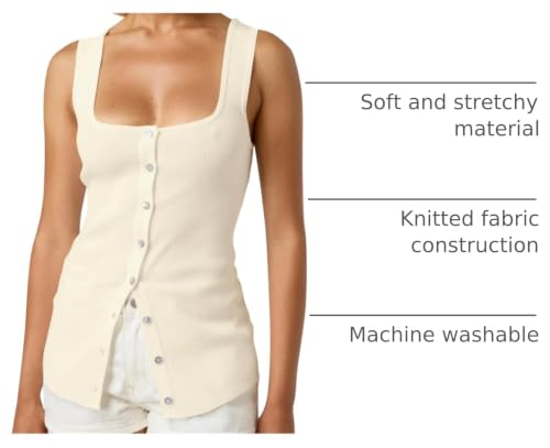 Image of Women Square Neck Button Down Backless Slim Sweater Vest Top
