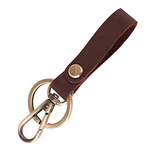 Leather Key Fob, Genuine Leather Key Chain, Premium Ancicraft Leather Key Ring, Vintage Strap Car Key Holder, Great Gift Idea (4.3inch)