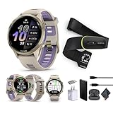 Garmin Forerunner 970 Smartwatch da corsa, orologio fitness GPS per uomo e donna, in titanio oro morbido con cassa grigio francese/cinturino indaco traslucido + monitor fitness Access 600, M-XL​ +