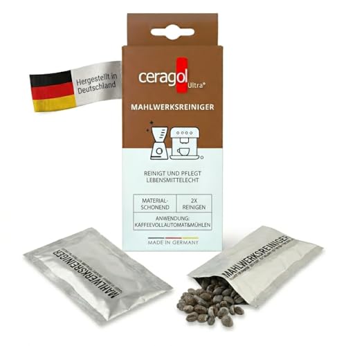 ceragol Mahlwerkreiniger Vollautomat und Kaffemühle 2x15g - Reinigungsbohnen Mahlwerk - Kaffeemühlenreiniger - Mahlwerk Reiniger für Kaffeevollautomaten und Mühlen - Grinder Cleaner Kaffeemaschine