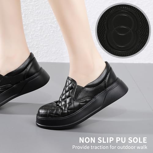 Image of Loafers for Women Penny Comfort Leather Platform & Slip-Ons Dressy Shoes