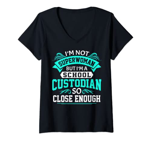 Mujer Soy un custodio de la escuela Funny Apreciation Janitor Women Camiseta Cuello V