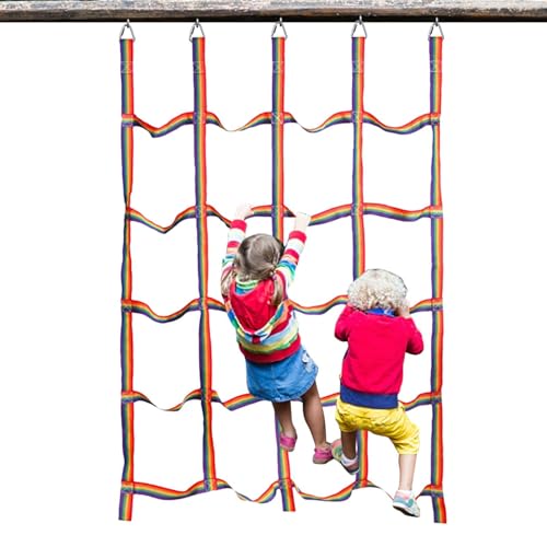 Red de Escalada de Carga al Aire Libre - Rainbow Rod Prader, Forma de Juego portátil | Red de Fitness en línea de línea Duradera, Juguetes de Gimnasio de Selva Segura para, Actividad física