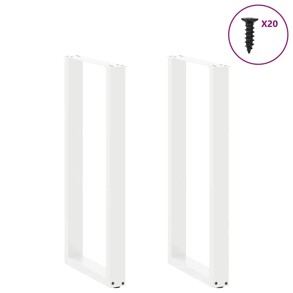 vidaXL Patas para Mesa de Bar en Forma de U (2 Unidades), Color Blanco, 40 x 100-101 cm, Acero