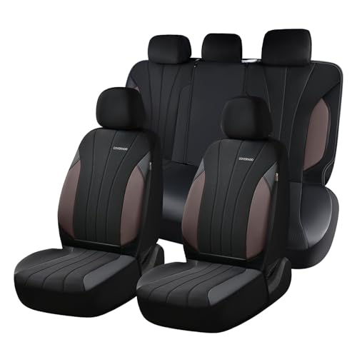 Image of Coverado Seat Covers 5 Seats, Luxury Car Seat Covers Full Set, Automotive Car Protectors, Coffee Auto Seat Covers, Car Accessories Universal Fit for SUVs, Trucks, Sedans