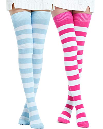Image of Kayhoma Extra Long Cotton Stripe Thigh High Socks Over the Knee High Socks