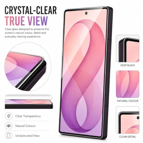 Image of ArmourPro Borderless Tempered Glass for Samsung Galaxy Z Fold 8 Ultra - Clear Screen Protector with Anti Dust Speaker Mesh, 9H Scratch Resistant, HD Clarity, Case Friendly, Bubble-Free