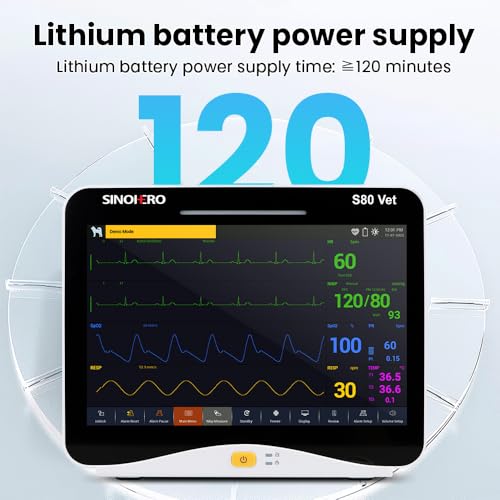 Image of Veterinary Monitor 10.1'' Multi-Parameter Touch Screen Pet Monitor for Cat, Dog,Cow,Pig,Horse and Other Animals (Standard Size)
