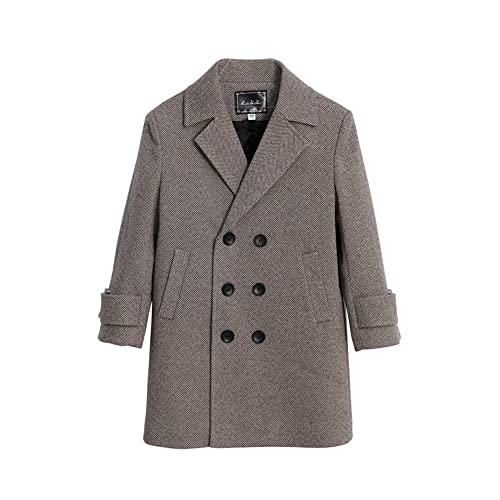 Children Boys Grey Brown Woolen Trench Coat for 2-18