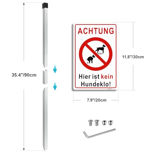 Goodvia Hundekot Verboten Schild mit Pfahl Aluminium Hier Bitte Nicht Hundekot Verboten Aluminium 20x30cm (Format A4) von Goodvia