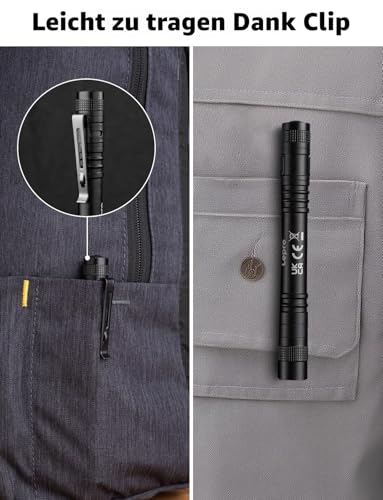Lepro UV Taschenlampe, 365nm UV Lampe mit Clip, Batteriebetrieben Schwarzlicht Taschenlampe, Vielseitig & Tragbar Bernstein Lampe für Lecksuche, Haustierurin und Falschgeld-Erkennung