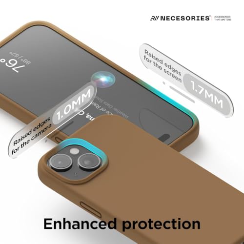 Image of Liquid Silicone Case Compatible for iPhone 15 Plus Brown | Slim Back Cover | Soft Touch Bumper | Shockproof Drop Protection | Microfiber Cloth Inside | Sleek Solid Design