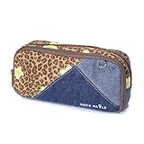 ROCO NAILS ロコネイル ペンケース BR ペンポーチ 筆箱 化粧ポーチ ヒョウ柄 デニムギャル 学校 高校生 女子 JK 通学 (ブラウン)