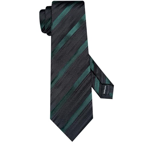 Image of Hi-Tie 70 inches Ties for Men Silk Extra Long Necktie and Pocket Square Cufflinks Set Men Big and Tall Tie Business