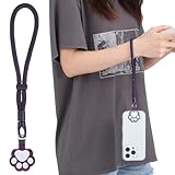 Mabor Phone Wrist Strap, Anti-Fall Phone Lanyard for Case, Universal Scrunchie Lanyard with Cat Paw Patch for Smart Phone/Keys/Camera (Dark Purple)
